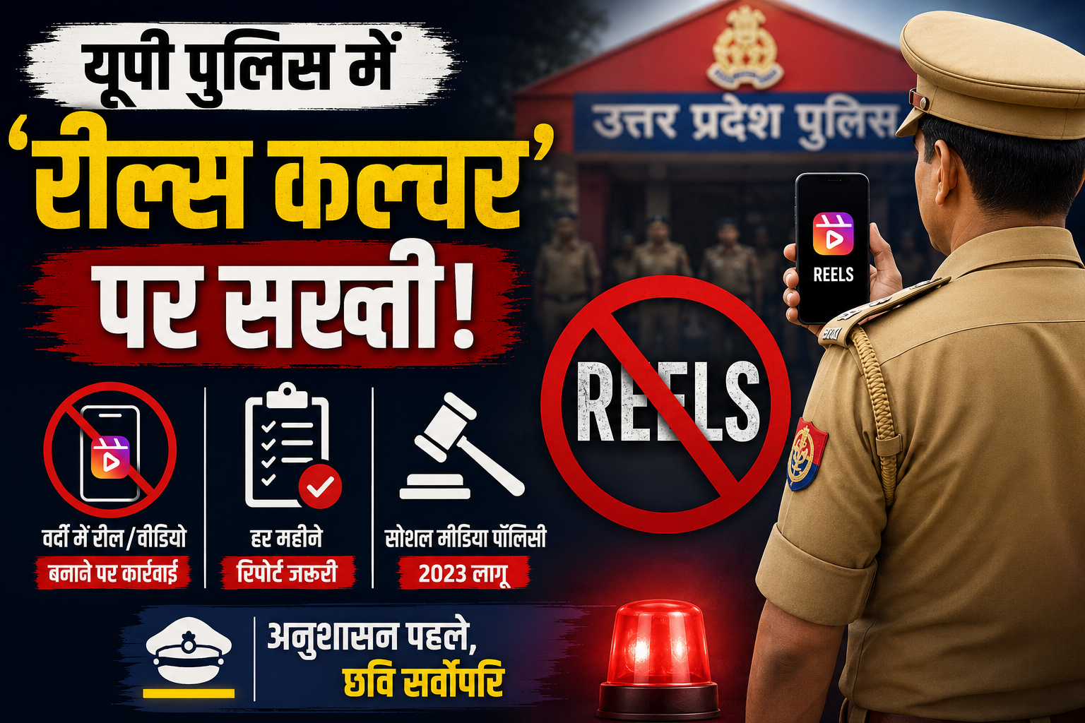 यूपी पुलिस में ‘रील्स कल्चर’ पर सख्ती: वर्दी में वीडियो बनाने पर होगी कार्रवाई, हर महीने भेजनी होगी रिपोर्ट