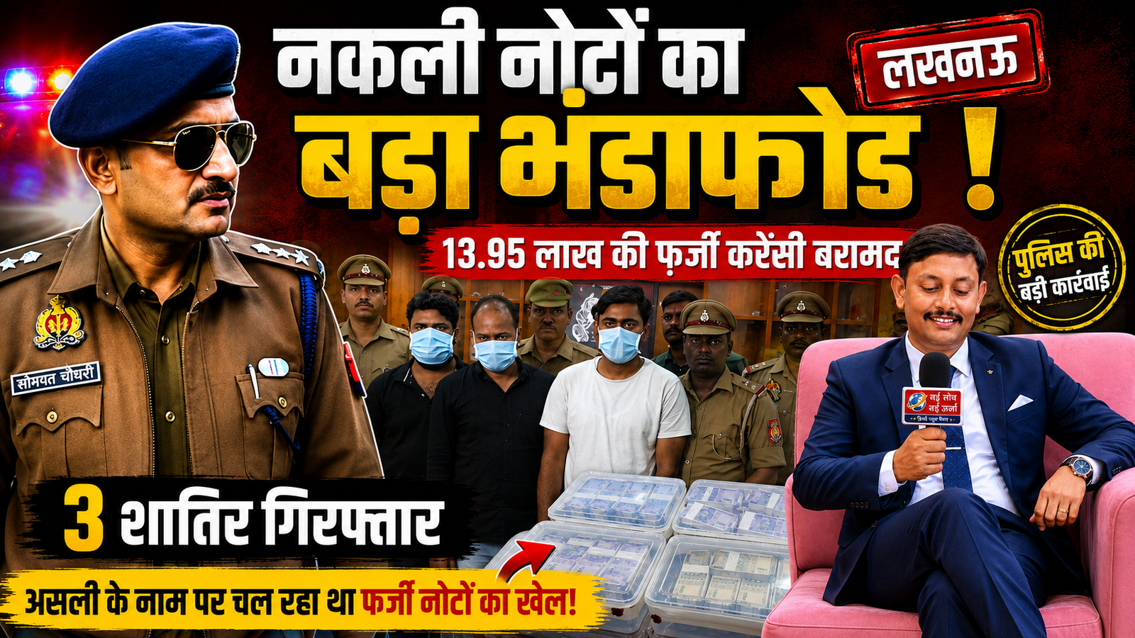 लखनऊ में नकली नोटों का बड़ा खेल बेनकाब, 13.95 लाख रुपये की फर्जी करेंसी के साथ 3 गिरफ्तार