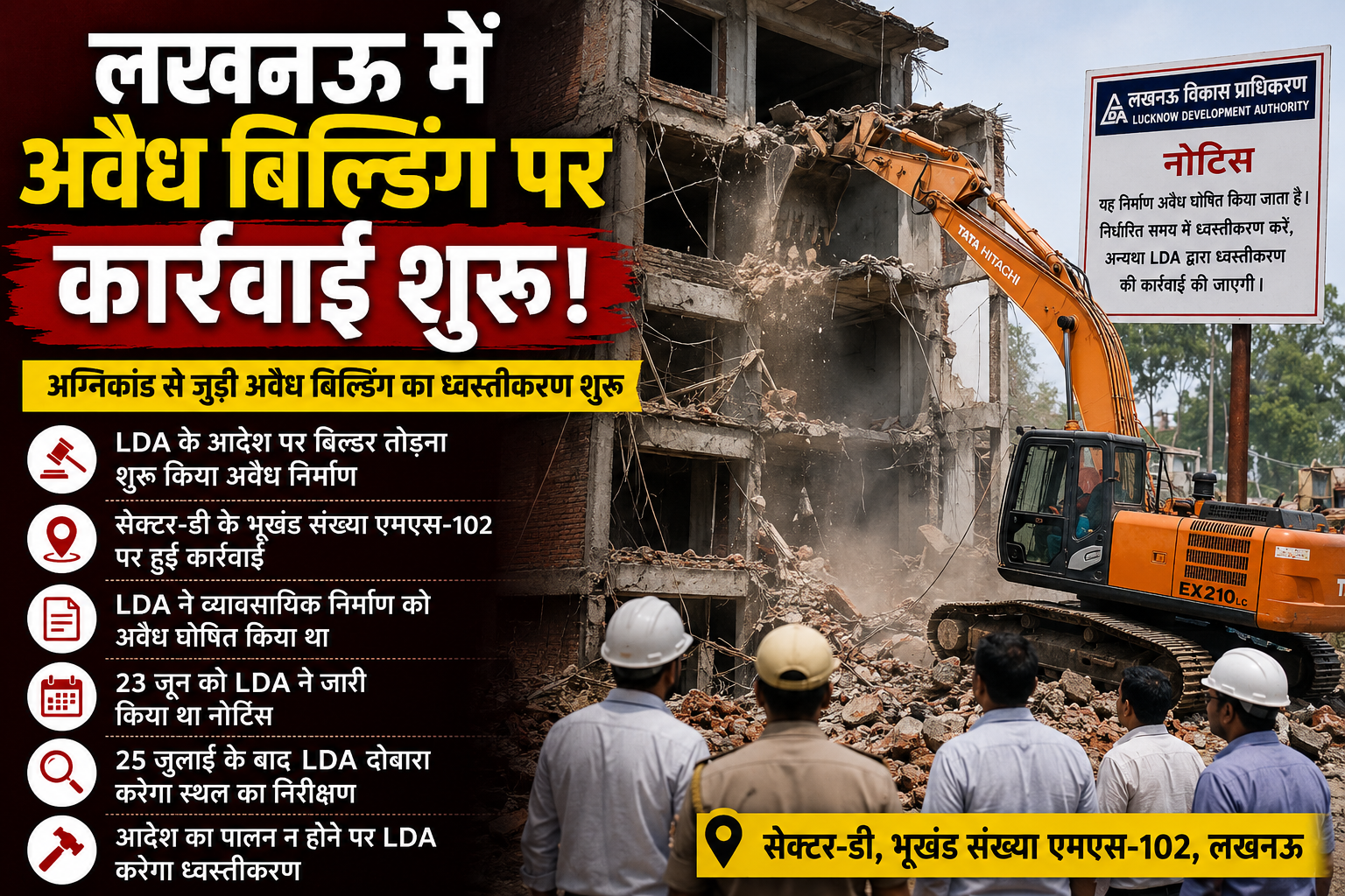 lucknow-lda-starts-demolition-of-illegal-building-linked-to-fire-incident