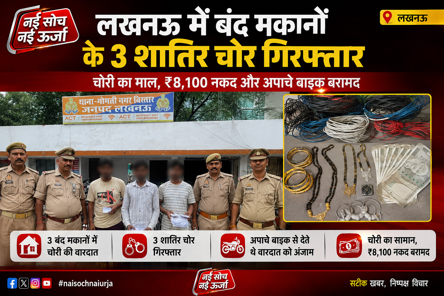 lucknow-gomtinagar-vistar-3-thieves-arrested-house-theft