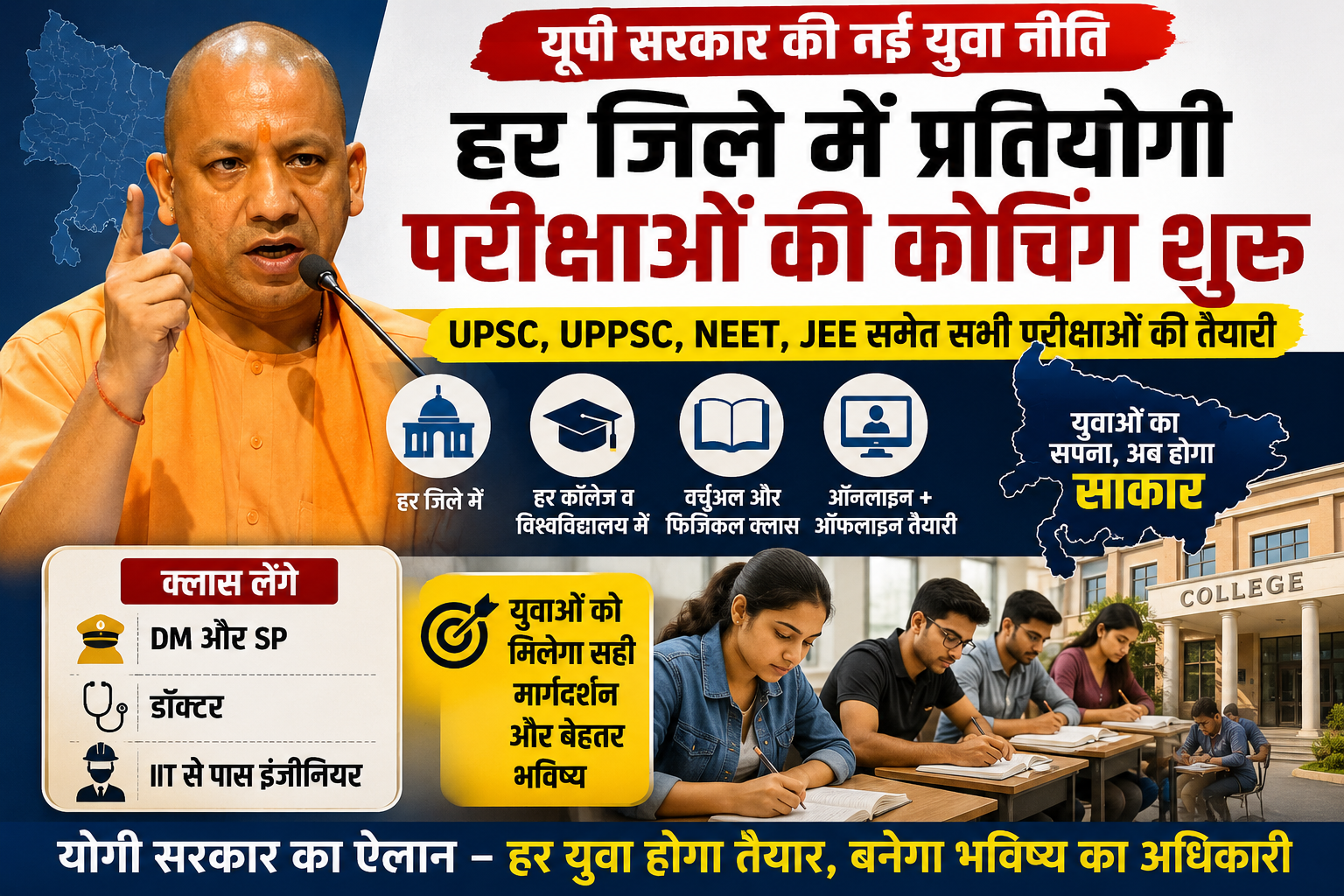up-new-youth-policy-upsc-uppsc-neet-jee-coaching