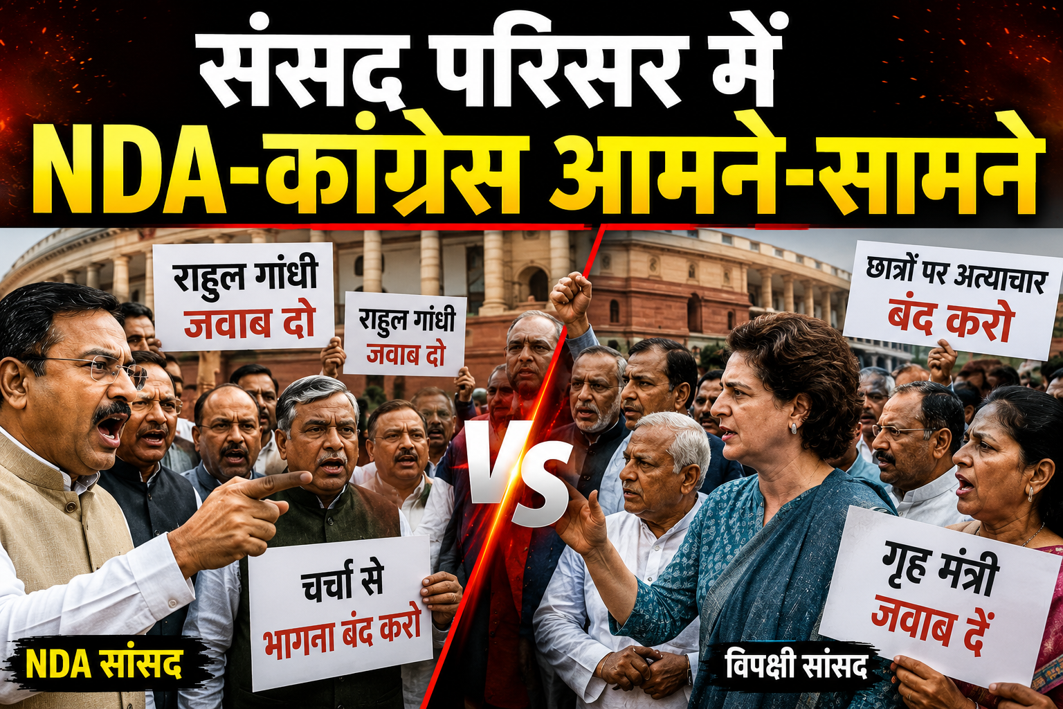 संसद परिसर में सियासी संग्राम: NDA और विपक्ष आमने-सामने, राहुल के झारखंड जाने पर BJP का सवाल; प्रियंका ने दिया जवाब